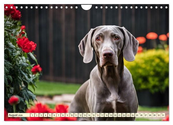 Produktbild: Weimaraner - der ideale Jagdbegleiter (Wandkalender 2026 DIN A4 quer), CALVENDO Monatskalender