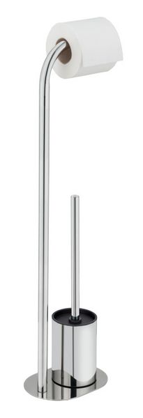 Produktbild: Stand WC-Garnitur Mod. Levante, edelstahl, gl&auml;nzend, schwarz, 23x63x17 cm, rostfrei und freistehend