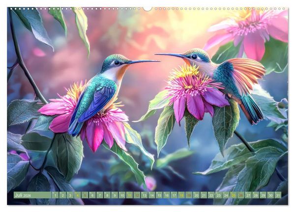 Produktbild: Kolibris - Zauberhafte Fantasiewerke (hochwertiger Premium Wandkalender 2026 DIN A2 quer), Kunstdruck in Hochglanz