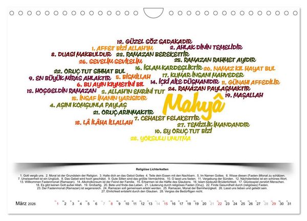 Produktbild: Kultur-Sprachkalender T&uuml;rkisch-Deutsch (Wandkalender 2026 DIN A4 quer), CALVENDO Monatskalender