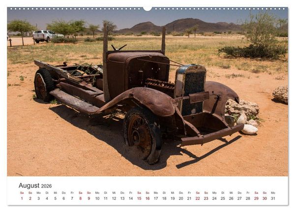 Produktbild: Solitaire Alte verlassene Autos in der namibischen W&uuml;ste (hochwertiger Premium Wandkalender 2026 DIN A2 quer), Kunstdruck in Hochglanz