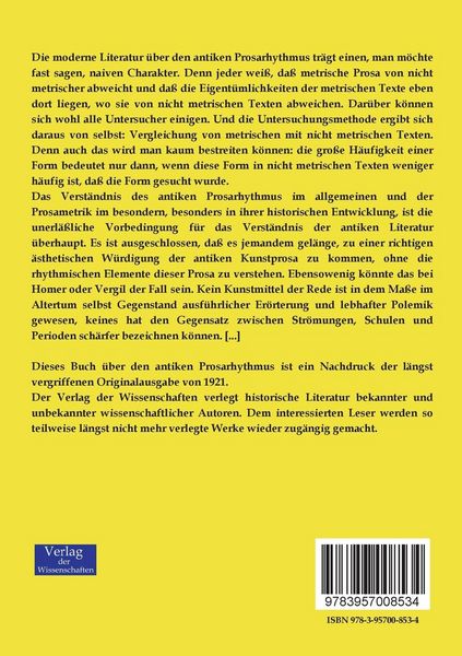 Produktbild: Der antike Prosarhythmus