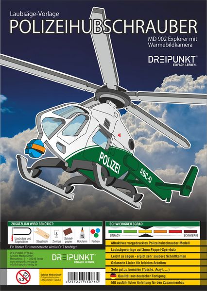 Produktbild: 3D Laubs&auml;gevorlage Polizeihubschrauber