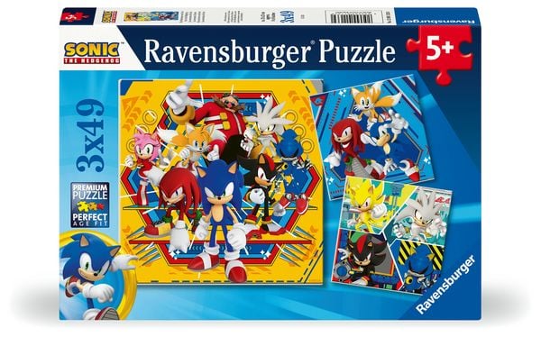Produktbild: Kinderpuzzle 3x49 Teile - Sonic the Hedgehog - Die Abenteuer von Sonic