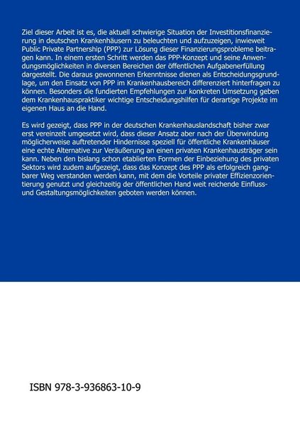 Produktbild: Public Private Partnership (PPP) im Krankenhausbereich