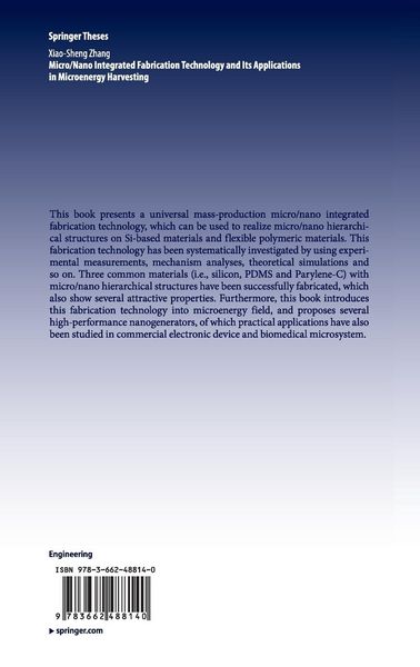Produktbild: Micro/Nano Integrated Fabrication Technology and Its Applications in Microenergy Harvesting