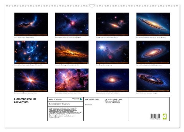 Produktbild: Gammablitze im Universum (Wandkalender 2026 DIN A2 quer), CALVENDO Monatskalender