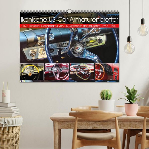 Produktbild: Ikonische US-Car Armaturenbretter (Wandkalender 2026 DIN A2 quer), CALVENDO Monatskalender