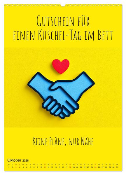 Produktbild: Gutscheinkalender - Gutschein Karten als Geschenk der Liebe (hochwertiger Premium Wandkalender 2026 DIN A2 hoch), Kunstdruck in Hochglanz