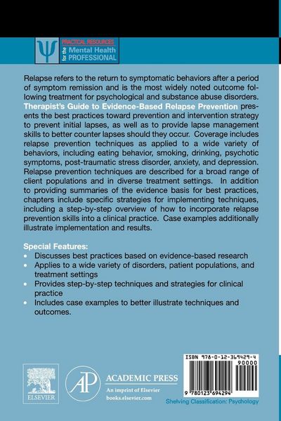 Produktbild: Therapist's Guide to Evidence-Based Relapse Prevention
