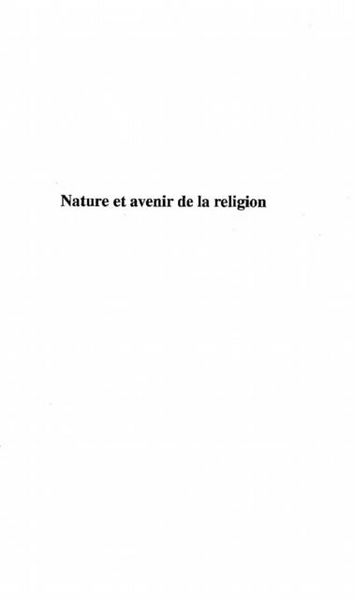 Produktbild: Nature et avenir de la religion
