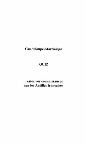 Produktbild: Guadeloupe-Martinique - Quiz