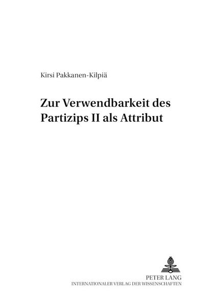 Produktbild: Zur Verwendbarkeit des Partizips II als Attribut