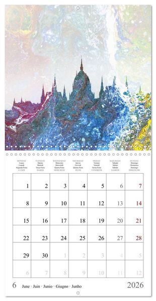 Produktbild: Colorful metropolises of the world - Acrylic Pouring of skylines of famous world cities (Wall Calendar 2026 12 &times; 12 Inch) CALVENDO 12 Month Wall Calendar