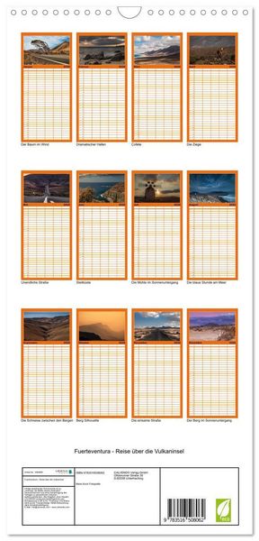 Produktbild: Familienplaner 2026 - Fuerteventura - Reise &uuml;ber die Vulkaninsel mit 5 Spalten (Wandkalender, 21 x 45 cm) CALVENDO