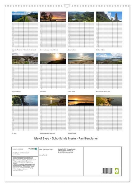 Produktbild: Isle of Skye - Schottlands Inseln - Familienplaner (Wandkalender 2026 DIN A2 hoch), CALVENDO Monatskalender