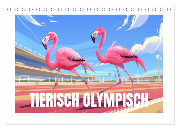 Tierische Olympioniken – Ein farbenfroher KI-Kalender (Tischkalender 2026 DIN A5 quer), CALVENDO Monatskalender