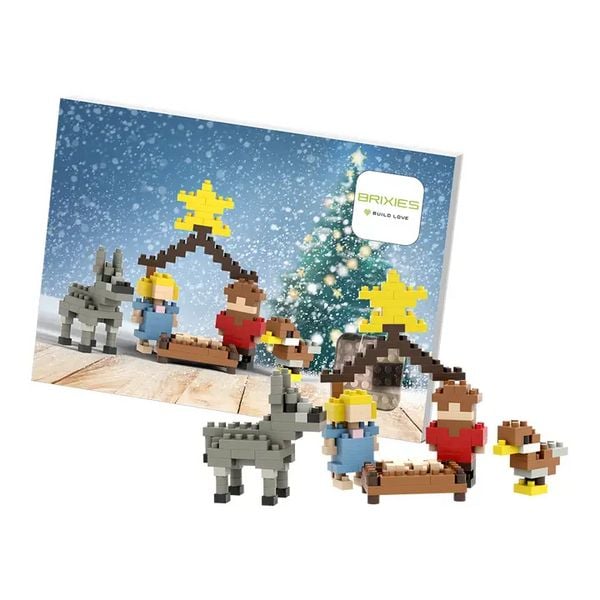 Produktbild: BRIXIES 200009 - Postkarte Krippe mit 3D Konstruktionsbausatz aus Ministeinen, 189 Teile