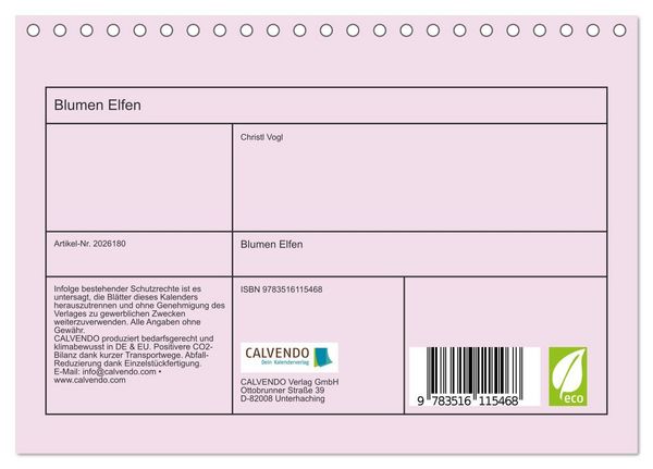 Produktbild: Blumen Elfen (Tischkalender 2026 DIN A5 quer), CALVENDO Monatskalender