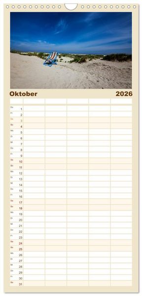 Produktbild: Familienplaner 2026 - Borkum - Inselblicke mit 5 Spalten (Wandkalender, 21 x 45 cm) CALVENDO