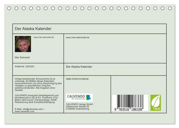Produktbild: Der Alaska Kalender (Tischkalender 2026 DIN A5 quer), CALVENDO Monatskalender