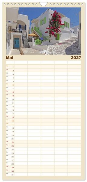 Produktbild: Familienplaner 2027 - Die Kykladen - Inseln im &Auml;g&auml;ischen Meer mit 5 Spalten (Wandkalender, 21 x 45 cm) CALVENDO