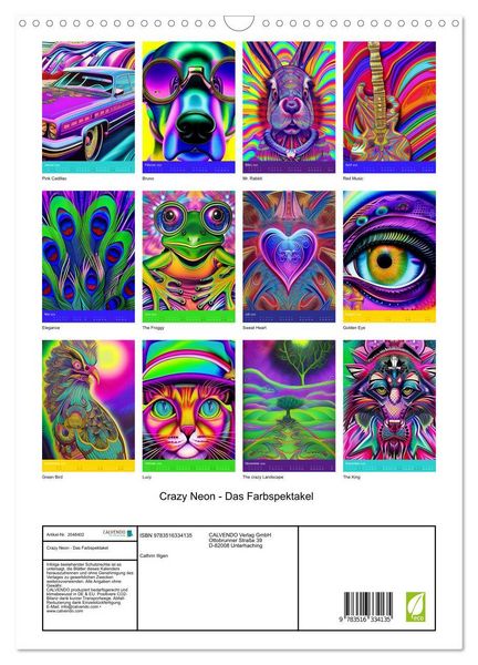 Produktbild: Crazy Neon - Das Farbspektakel (Wandkalender 2026 DIN A3 hoch), CALVENDO Monatskalender