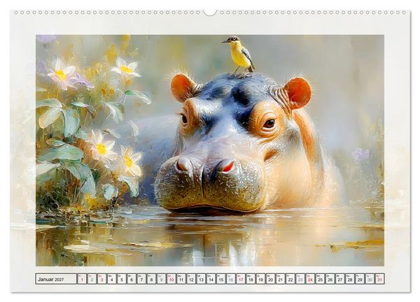 Produktbild: Zwergflusspferde. Kleine Hippos im Sumpfgebiet (hochwertiger Premium Wandkalender 2027 DIN A2 quer), Kunstdruck in Hochglanz