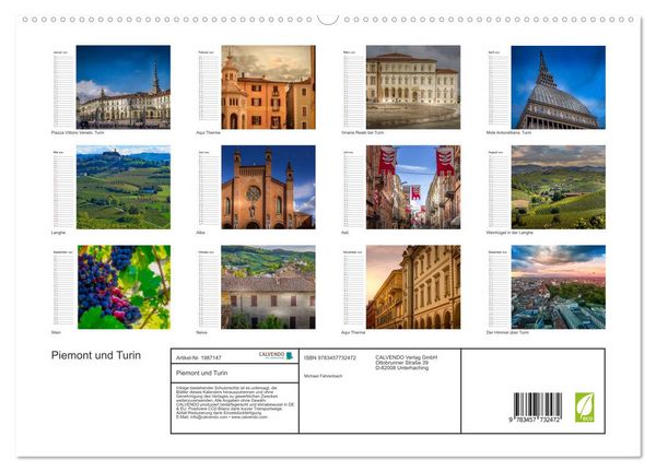 Produktbild: Piemont und Turin (hochwertiger Premium Wandkalender 2026 DIN A2 quer), Kunstdruck in Hochglanz