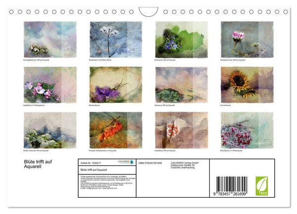 Produktbild: Bl&uuml;te trifft auf Aquarell (Wandkalender 2026 DIN A4 quer), CALVENDO Monatskalender