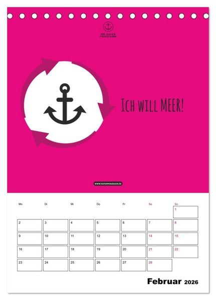 Produktbild: hafenprinzessin: Ankertr&auml;ume & Meer - Der moderne Zitate-Wandkalender f&uuml;r maritime Lebensmomente! (Tischkalender 2026 DIN A5 hoch), CALVENDO Monatskalender