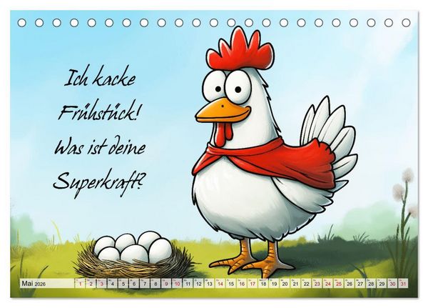 Produktbild: Verr&uuml;cktes H&uuml;hnervolk (Tischkalender 2026 DIN A5 quer), CALVENDO Monatskalender