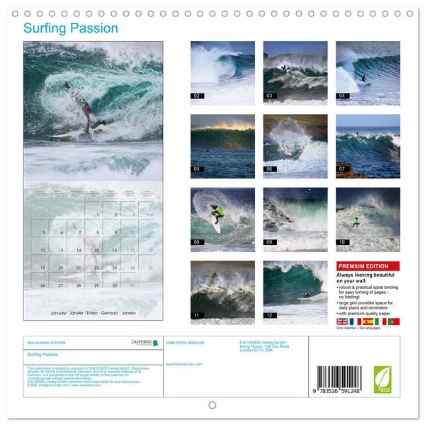 Produktbild: Surfing Passion (Wall Calendar 2026 12 &times; 12 Inch) CALVENDO 12 Month Wall Calendar