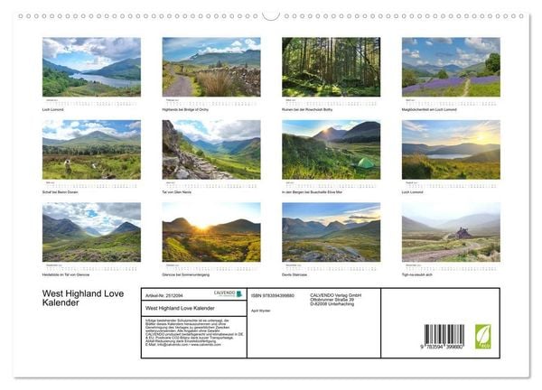 Produktbild: West Highland Love Kalender (hochwertiger Premium Wandkalender 2027 DIN A2 quer), Kunstdruck in Hochglanz