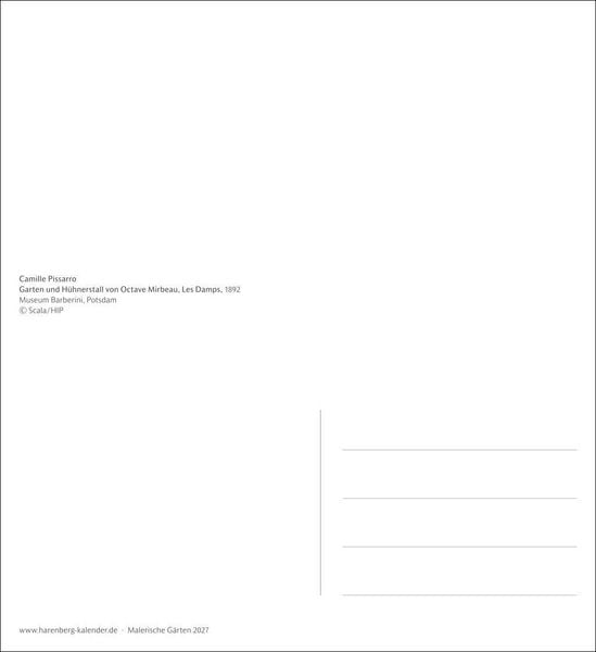 Produktbild: Malerische G&auml;rten Postkartenkalender 2027 - Kalender mit 53 Kunstpostkarten
