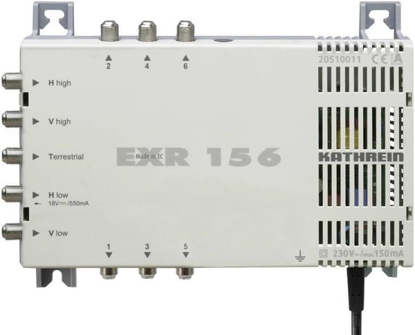 Kathrein EXR 156 SAT Multischalter Eingänge (Multischalter): 5 (4 SAT/1 terrestrisch) Teilnehmer-Anzahl: 6