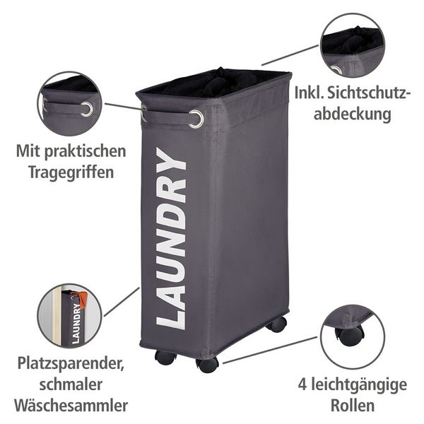 Produktbild: W&auml;schesammler Mod. Corno Grau, W&auml;schekorb, 43 l