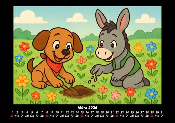 Produktbild: Wuff & Huf - Festliche Freundschaft 2026 Fotokalender DIN A3