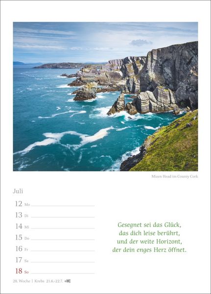 Produktbild: Irische Segensw&uuml;nsche Wochenkalender 2027 - mit Zitaten