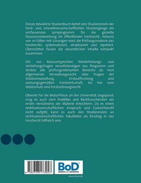 Produktbild: Nieders&auml;chsisches Forstrecht. Studienbuch f&uuml;r Anf&auml;nger