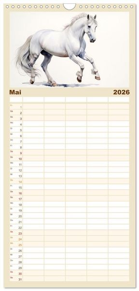 Produktbild: Familienplaner 2026 - Kraftpakete in Aquarell mit 5 Spalten (Wandkalender, 21 x 45 cm) CALVENDO