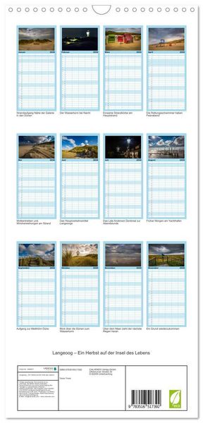 Produktbild: Familienplaner 2026 - Langeoog &ndash; Ein Herbst auf der Insel des Lebens mit 5 Spalten (Wandkalender, 21 x 45 cm) CALVENDO