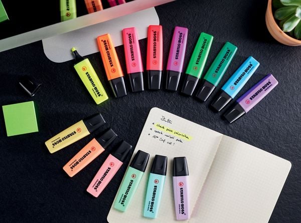 Produktbild: STABILO Textmarker -   BOSS ORIGINAL - 15er Tischset - 9 Leuchtfarben, 6 Pastellfarben