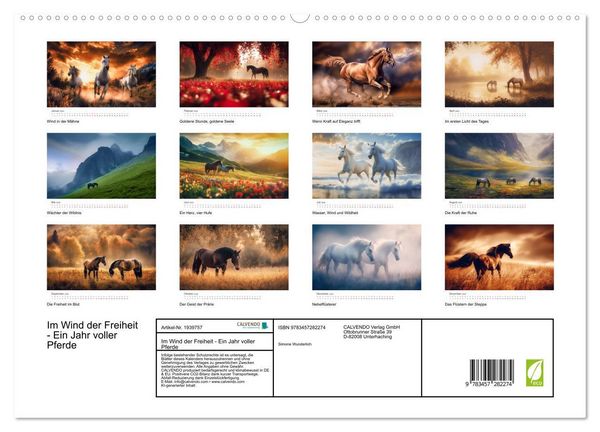 Produktbild: Im Wind der Freiheit - Ein Jahr voller Pferde (hochwertiger Premium Wandkalender 2026 DIN A2 quer), Kunstdruck in Hochglanz