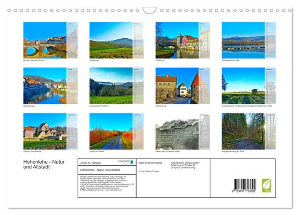Produktbild: Hohenlohe - Natur und Altstadt (Wandkalender 2026 DIN A3 quer), CALVENDO Monatskalender