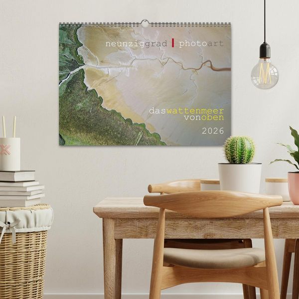 Produktbild: neunziggrad I photoart: das wattenmeer von oben (Wandkalender 2026 DIN A3 quer), CALVENDO Monatskalender