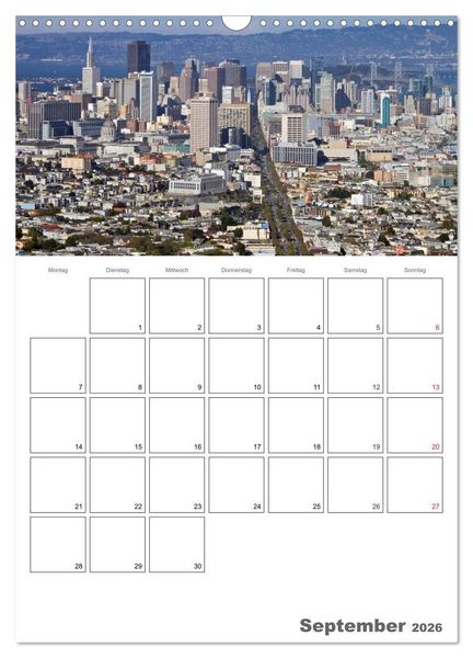 Produktbild: SAN FRANCISCO Terminplaner (Wandkalender 2026 DIN A3 hoch), CALVENDO Monatskalender
