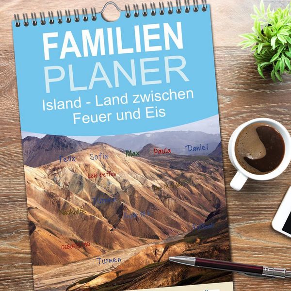 Produktbild: Familienplaner 2026 - Island - Land zwischen Feuer und Eis mit 5 Spalten (Wandkalender, 21 x 45 cm) CALVENDO