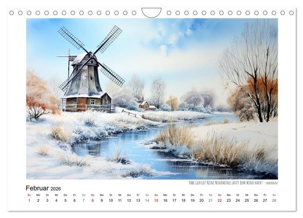Produktbild: Windm&uuml;hlenzauber (Wandkalender 2026 DIN A4 quer), CALVENDO Monatskalender