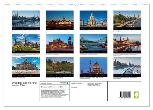 Produktbild: Dresden, das Florenz an der Elbe (hochwertiger Premium Wandkalender 2026 DIN A2 quer), Kunstdruck in Hochglanz